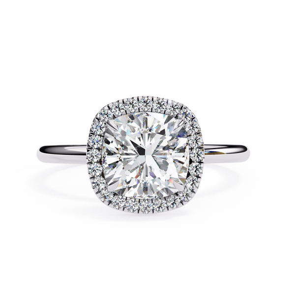 Classic Square Cushion Cut Diamond Halo Engagement Ring