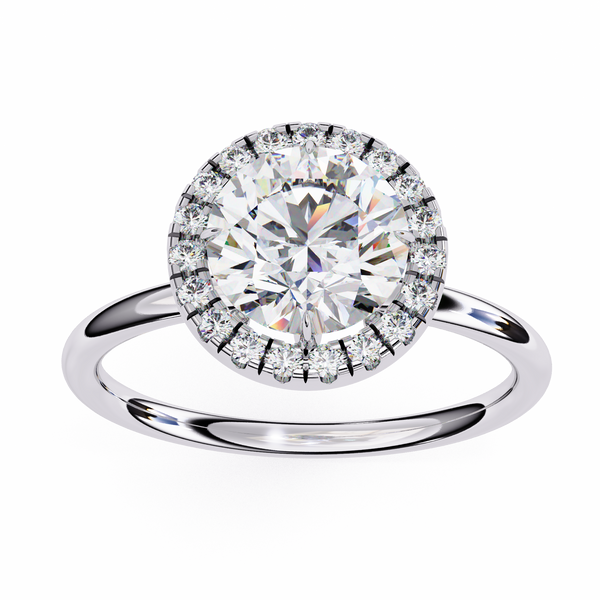 Classic Round Cut Diamond Halo Engagement Ring