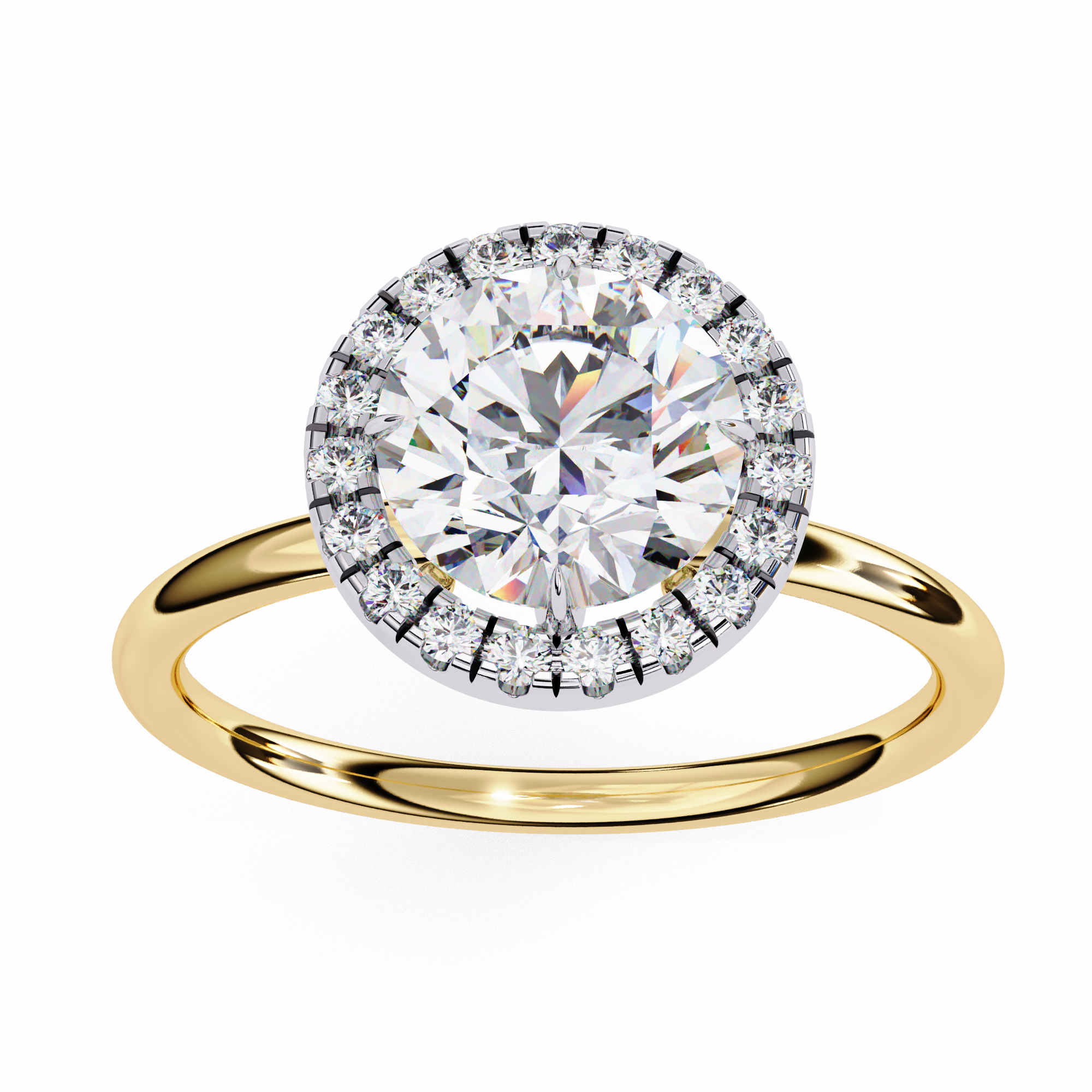 Celestial Glow Round Cut Halo Engagement Ring