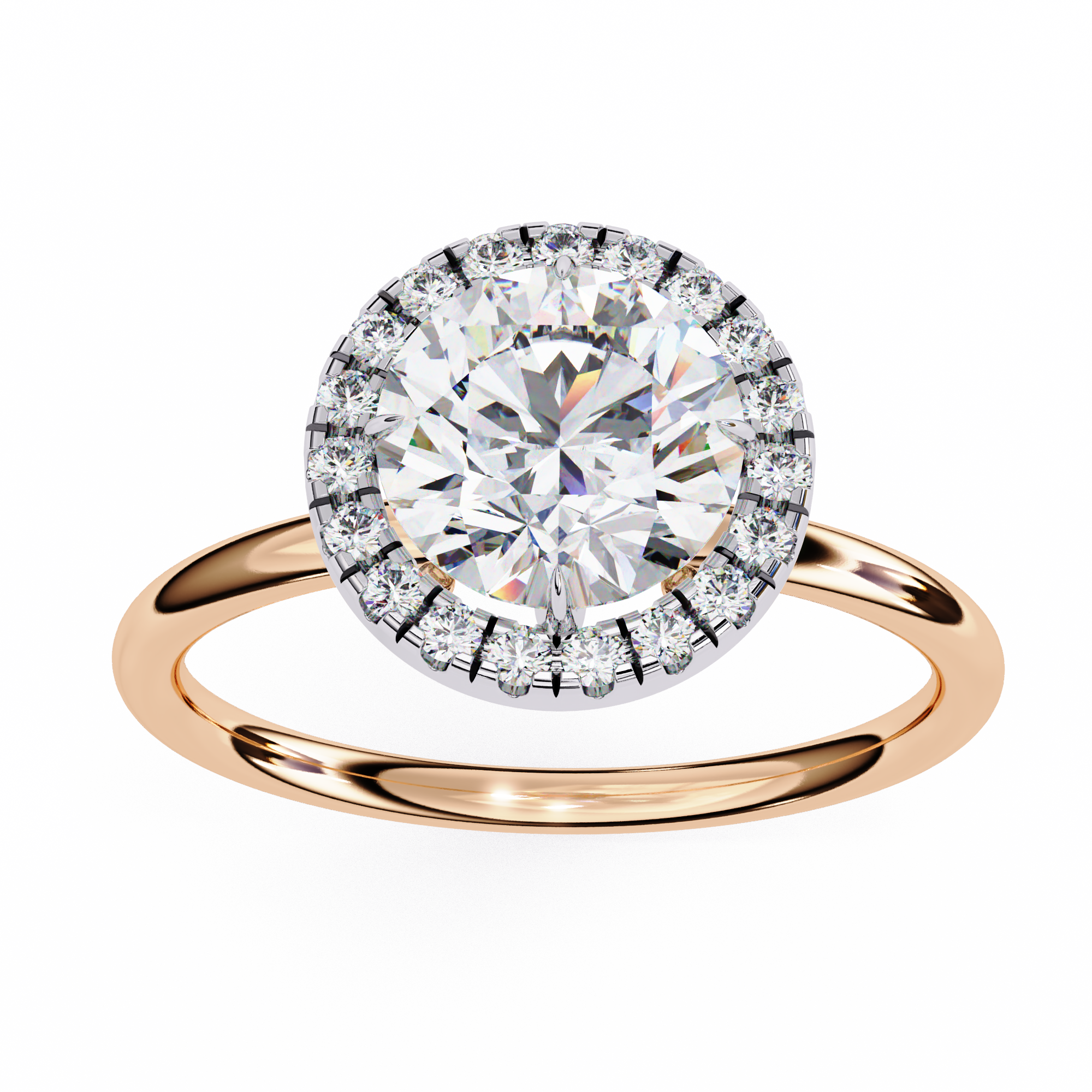 Celestial Glow Round Cut Halo Engagement Ring