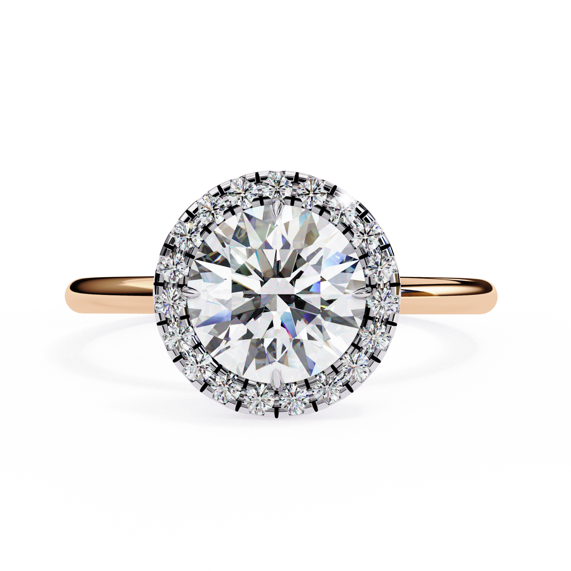 Celestial Glow Round Cut Halo Engagement Ring