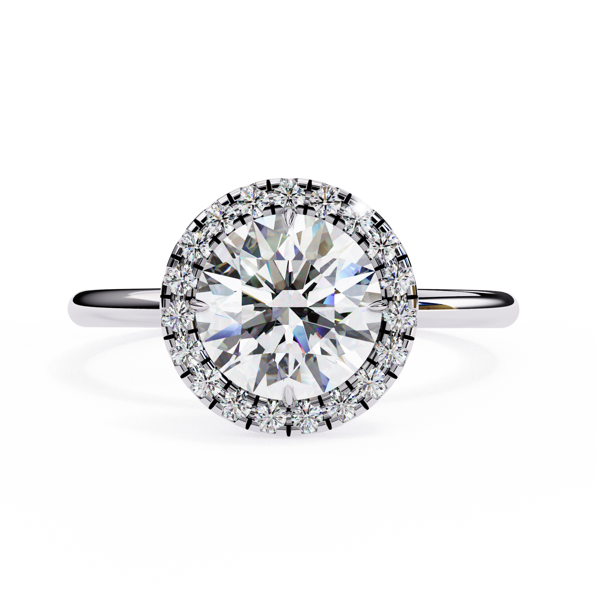 Celestial Glow Round Cut Halo Engagement Ring