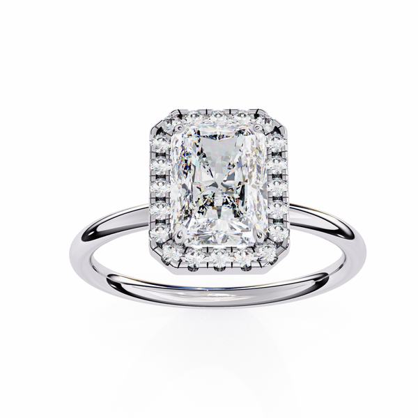Classic Radiant Cut Diamond Halo Engagement Ring