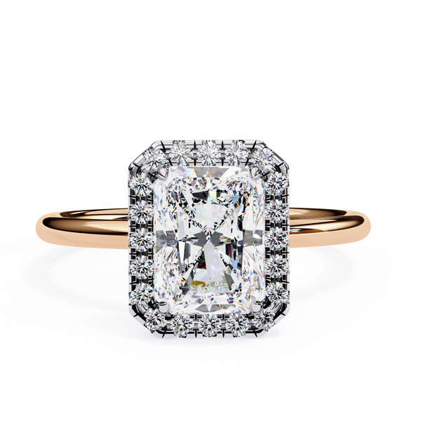 Classic Radiant Cut Diamond Halo Engagement Ring