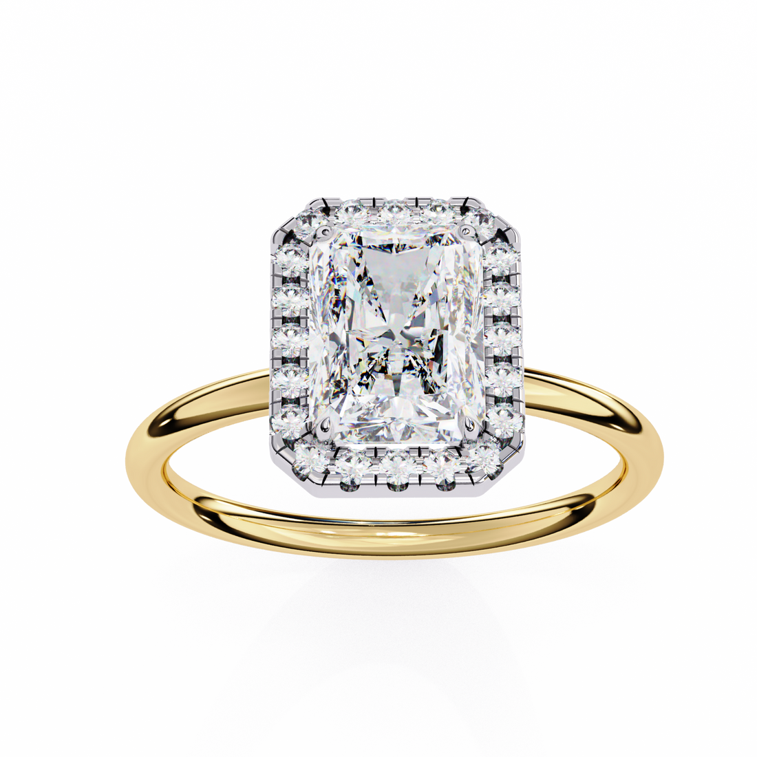 Classic Radiant Cut Diamond Halo Engagement Ring
