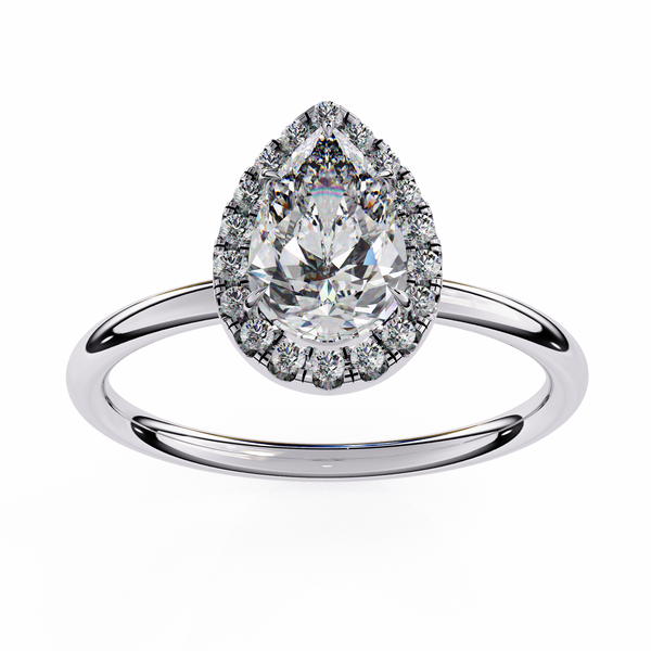 Classic Pear Cut Diamond Halo Engagement Ring