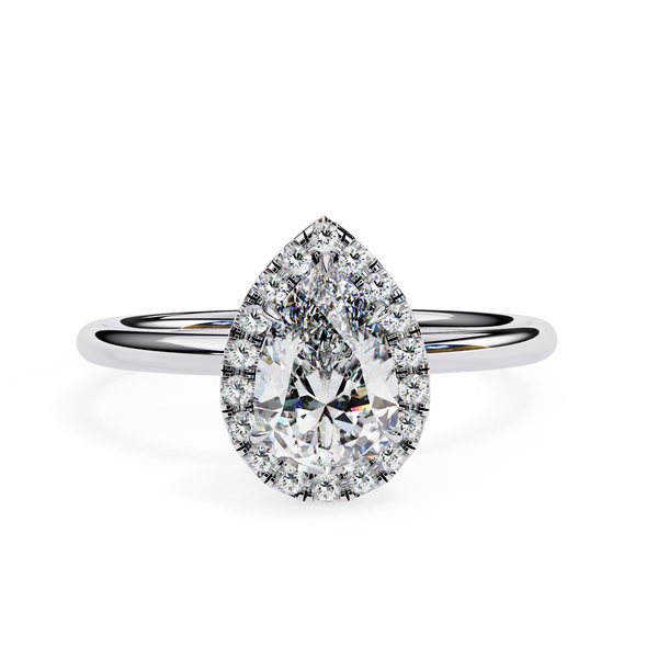 Classic Pear Cut Diamond Halo Engagement Ring