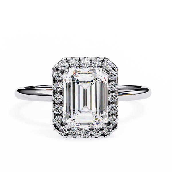Classic Emerald Cut Diamond Halo Engagement Ring
