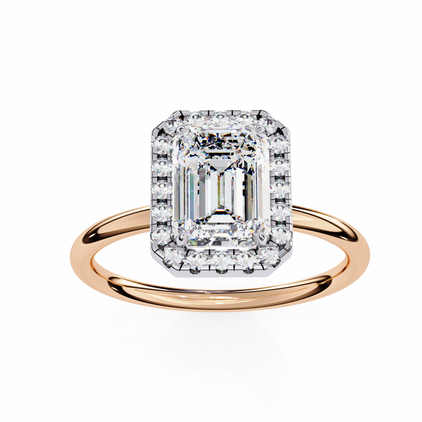 Classic Emerald Cut Diamond Halo Engagement Ring