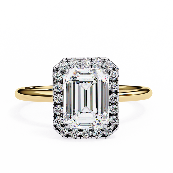 Classic Emerald Cut Diamond Halo Engagement Ring