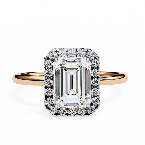 Classic Emerald Cut Diamond Halo Engagement Ring