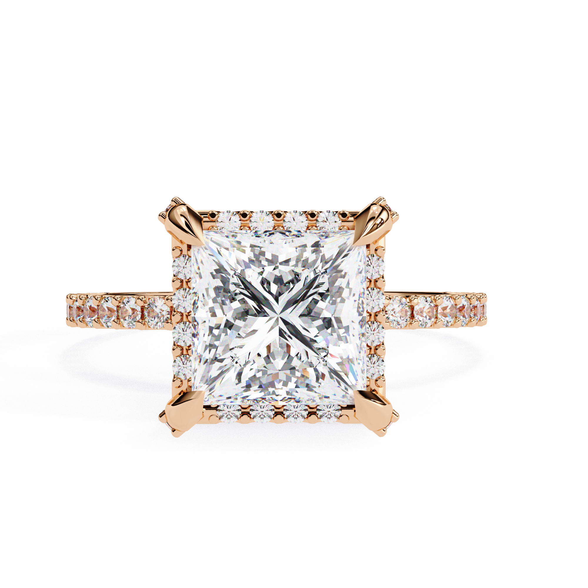 Square Cut Halo Diamond Ring