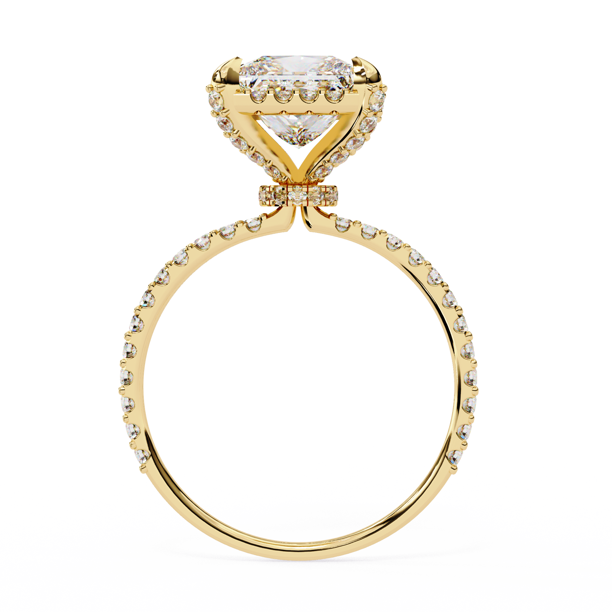 Square Cut Halo Diamond Ring