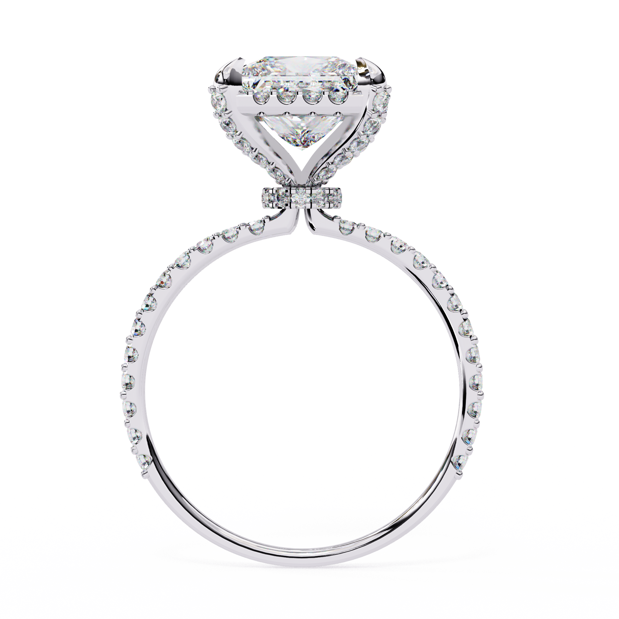 Square Cut Halo Diamond Ring