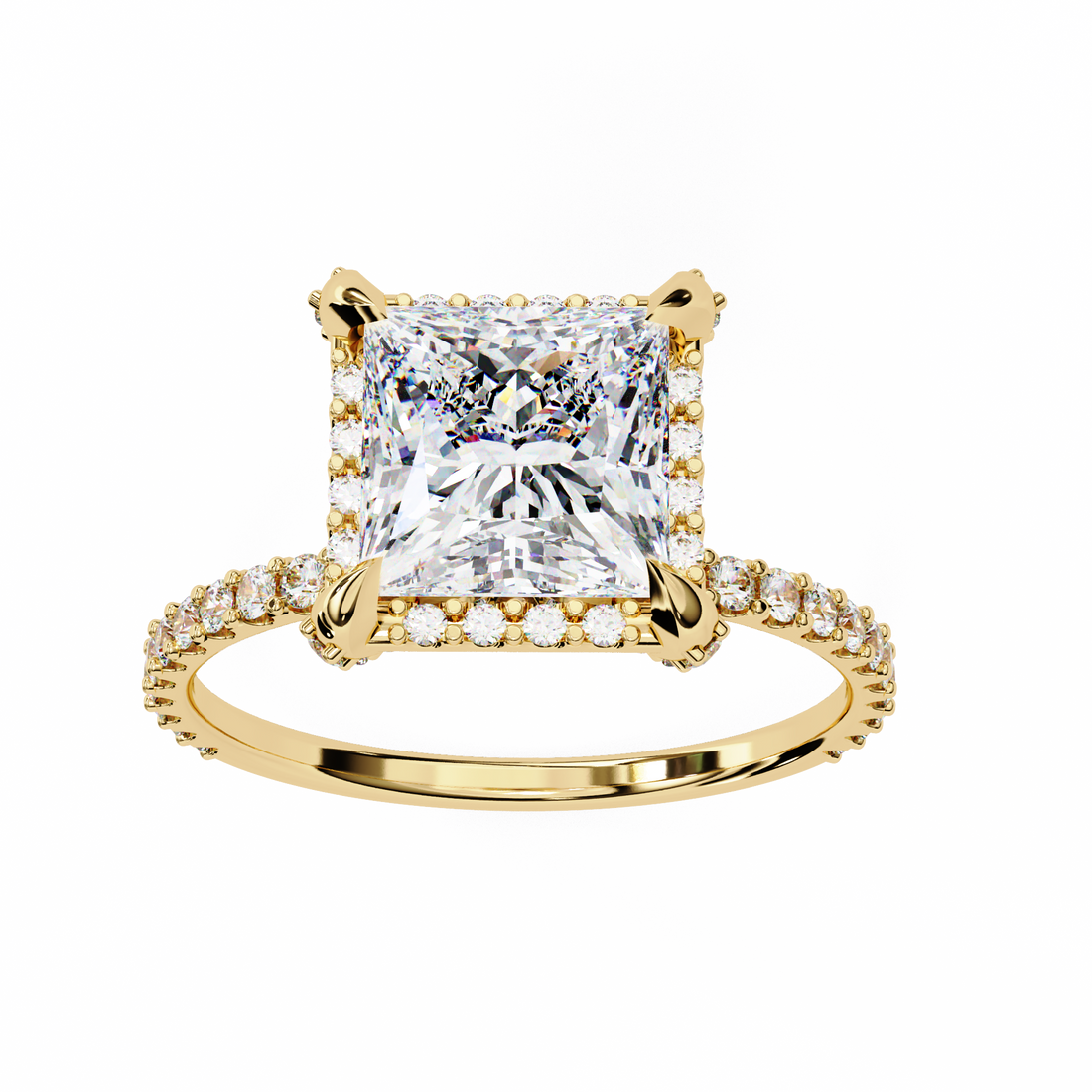 Square Cut Halo Diamond Ring