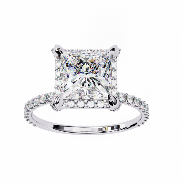 Square Cut Halo Diamond Ring