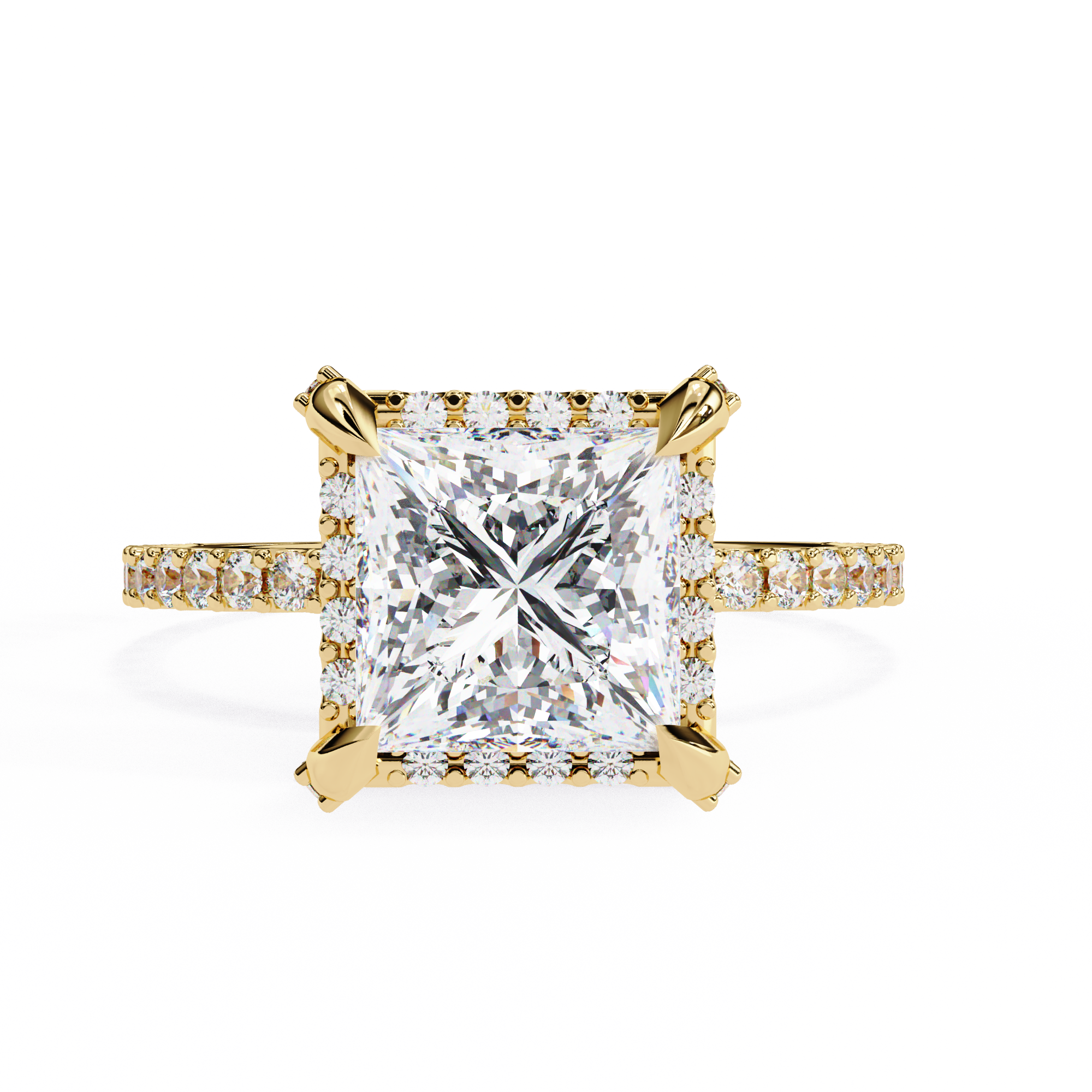 Square Cut Halo Diamond Ring