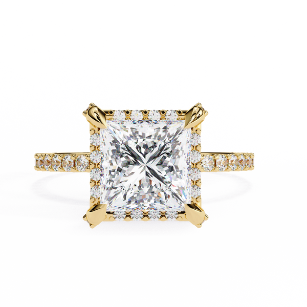 Square Cut Halo Diamond Ring