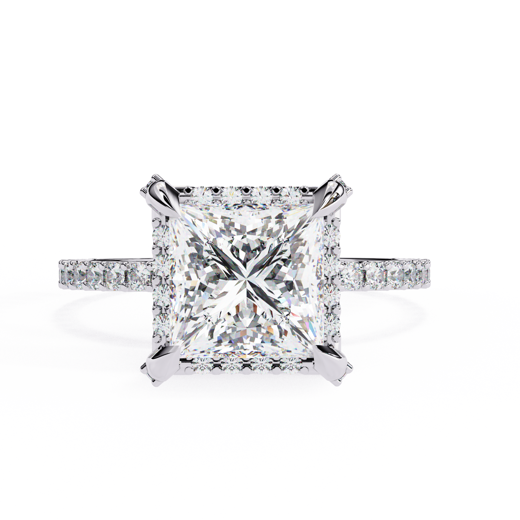 Square Cut Halo Diamond Ring