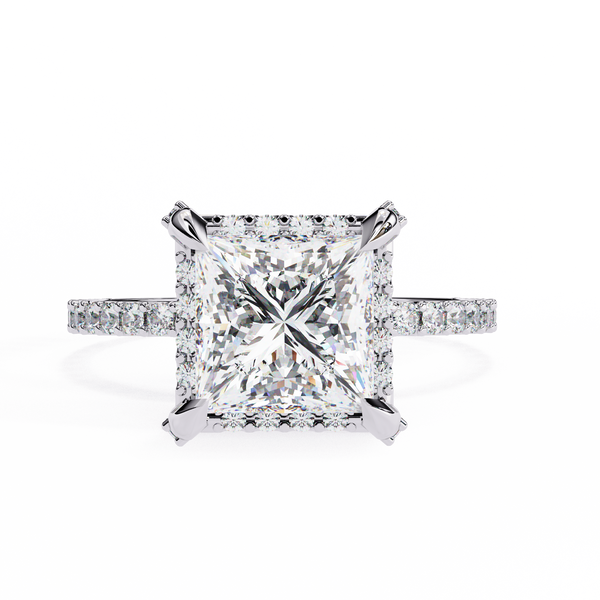 Square Cut Halo Diamond Ring