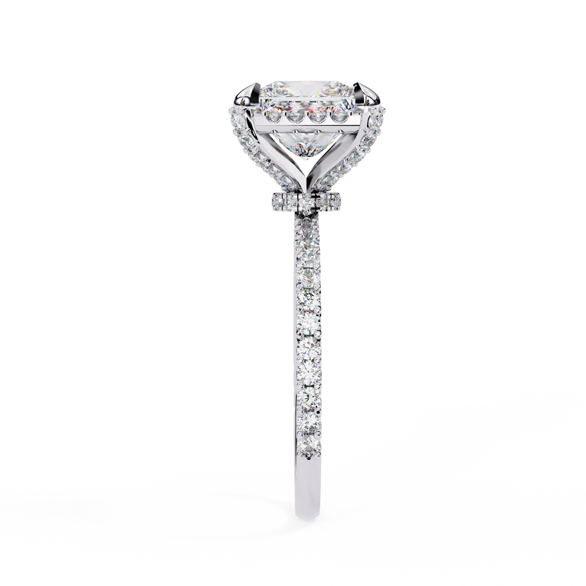 Square Cut Halo Diamond Ring
