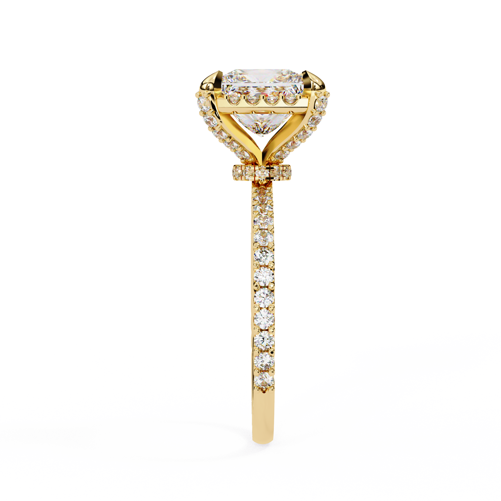 Square Cut Halo Diamond Ring