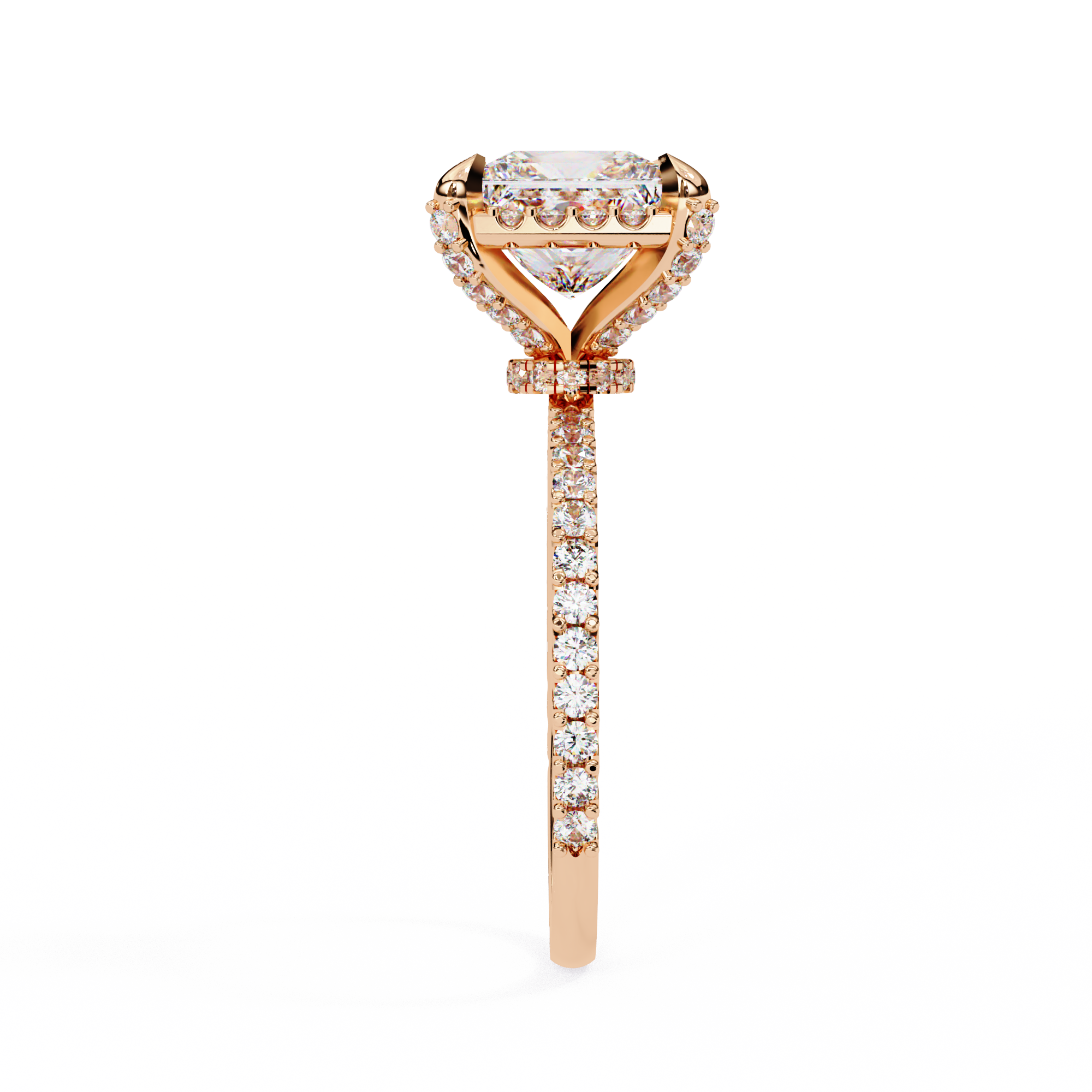 Square Cut Halo Diamond Ring