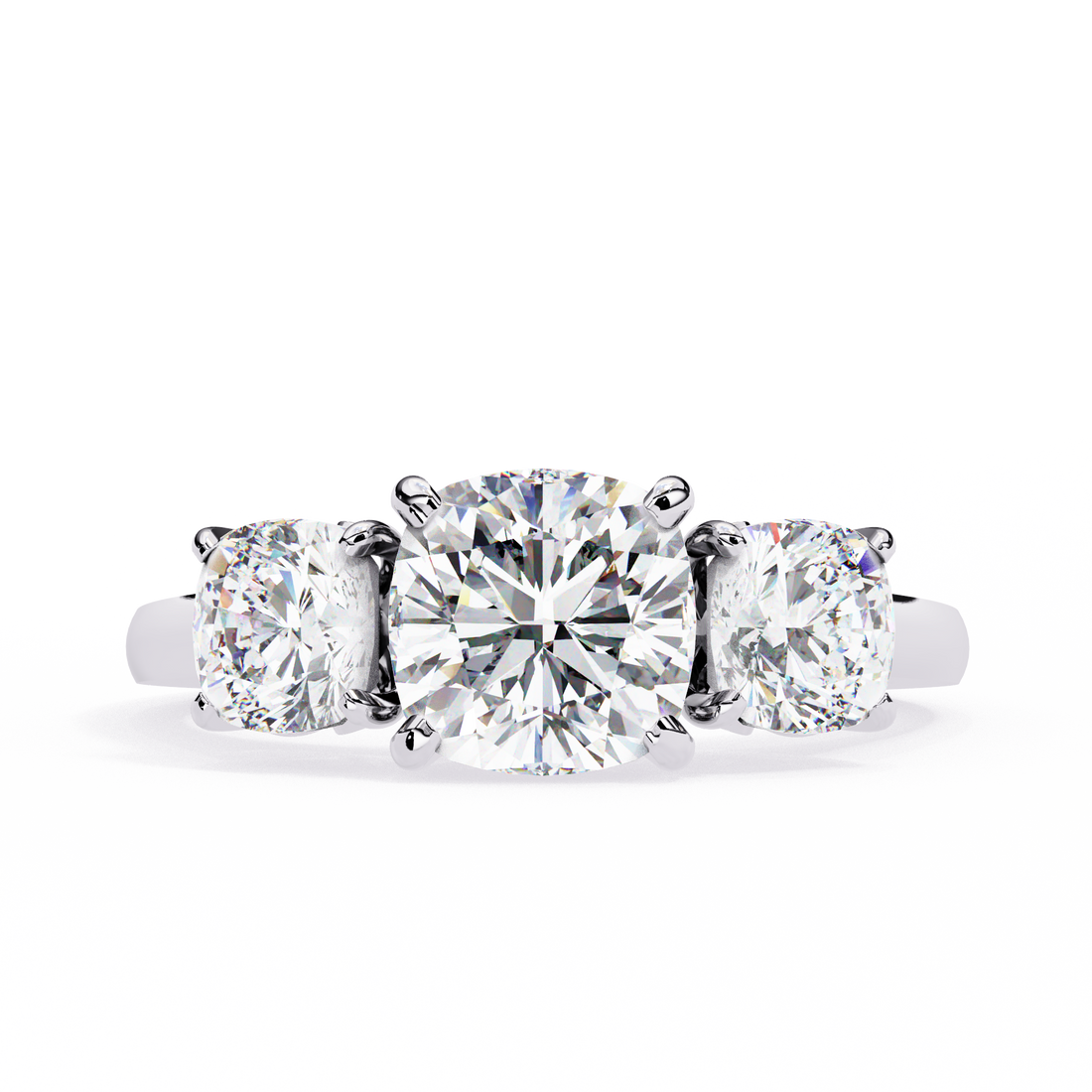 Three-Stone Cushion Cut Solitaire Ring