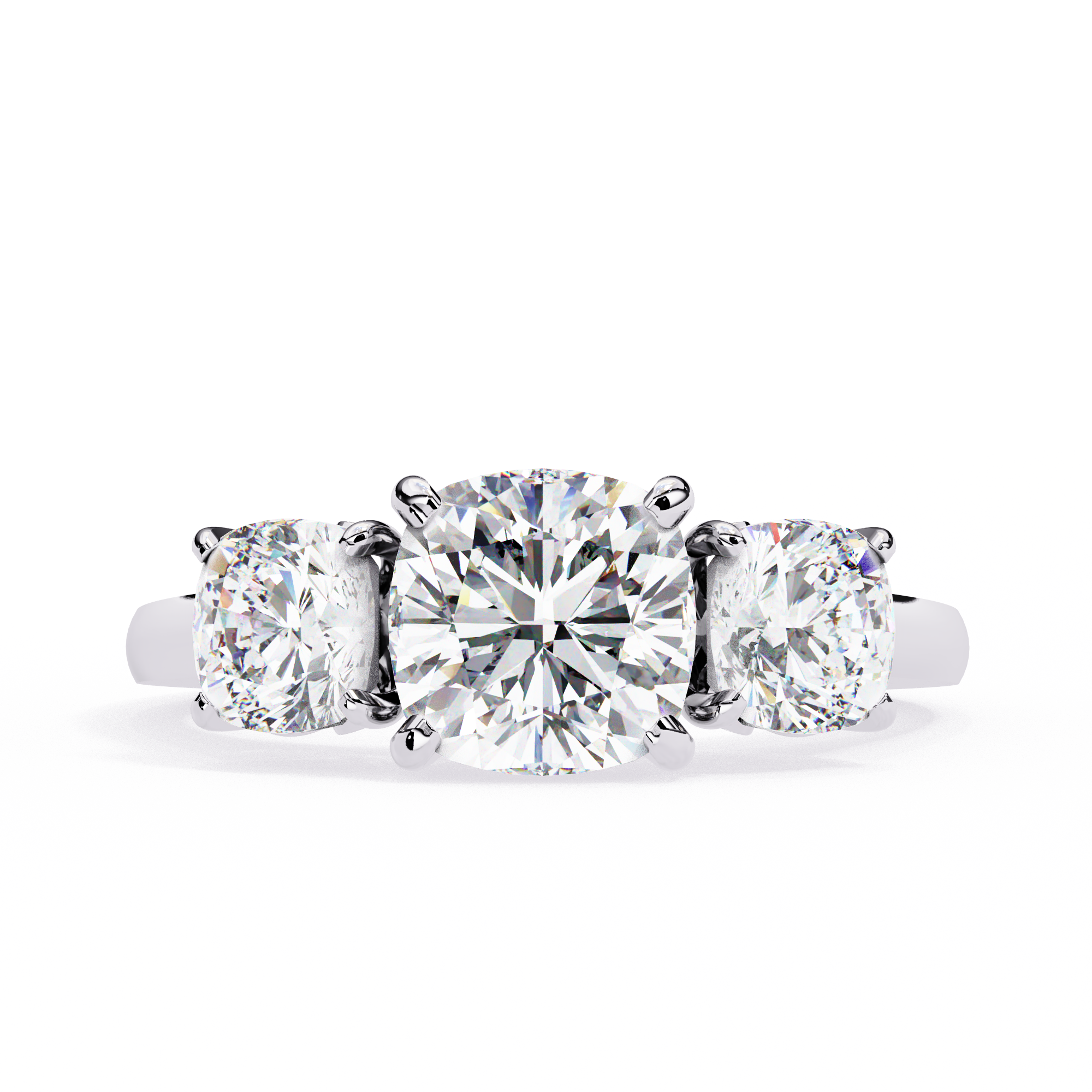 Three-Stone Cushion Cut Solitaire Ring