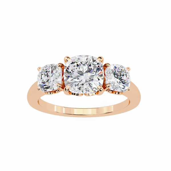 Three-Stone Cushion Cut Solitaire Ring