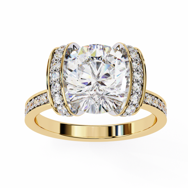 Handcrafted Solitaire with pave covered Solitaire Ring