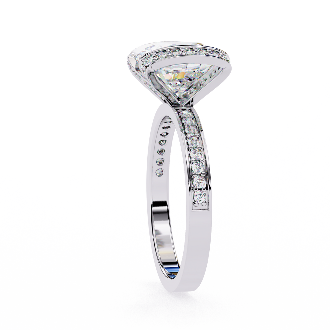 Handcrafted Solitaire with pave covered Solitaire Ring