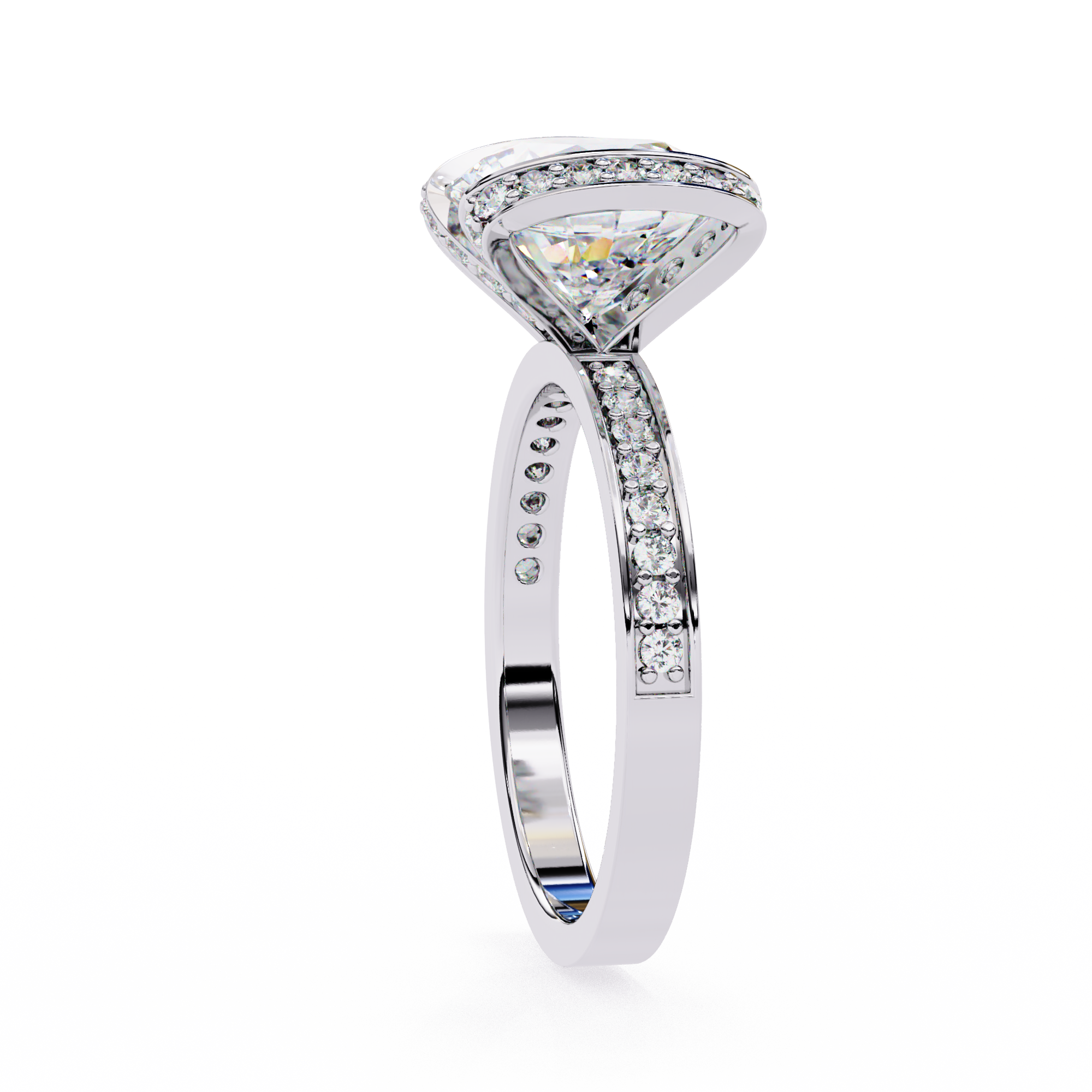 Handcrafted Solitaire with pave covered Solitaire Ring
