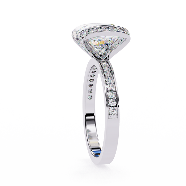 Handcrafted Solitaire with pave covered Solitaire Ring