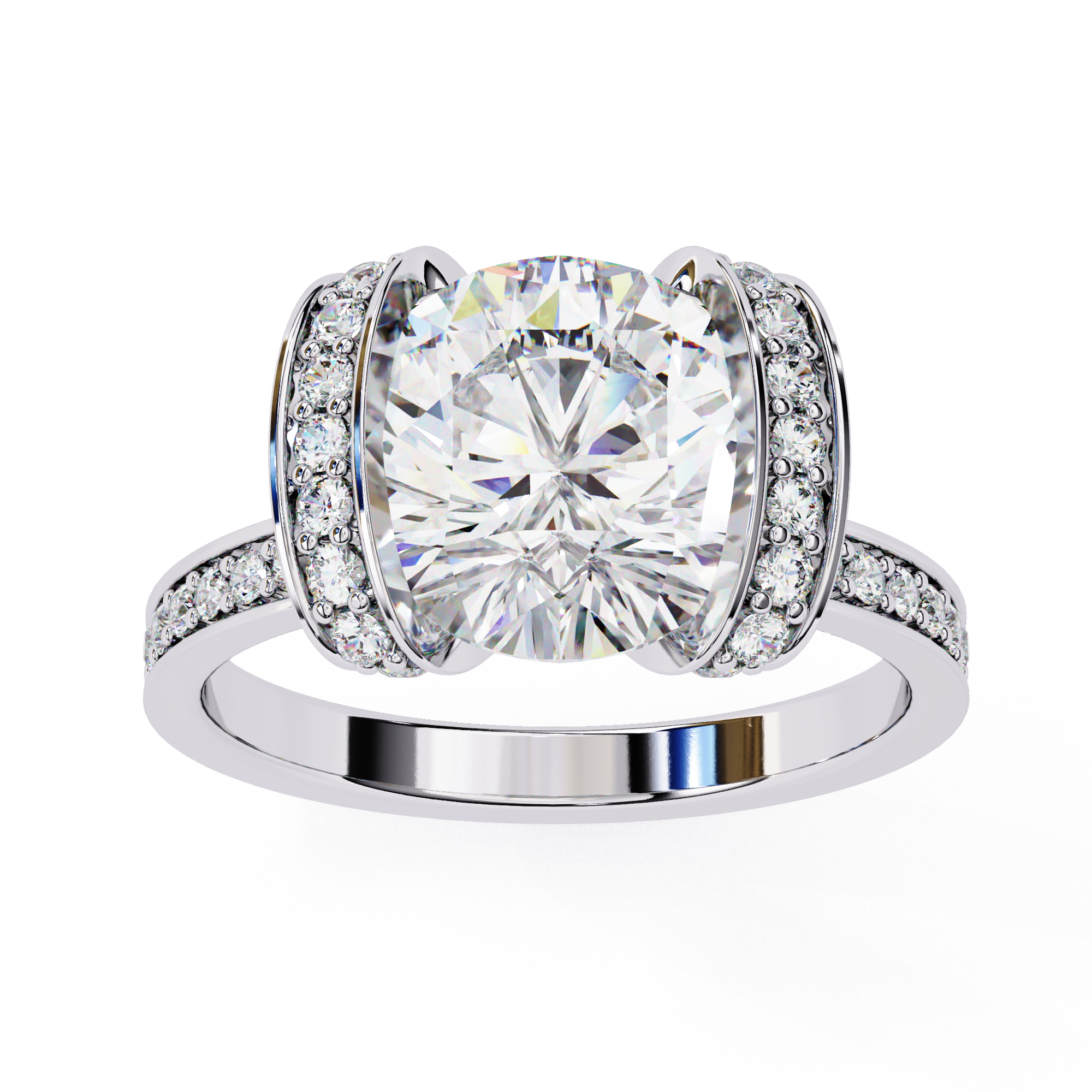 Handcrafted Solitaire with pave covered Solitaire Ring
