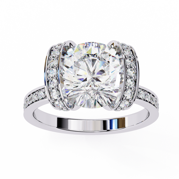 Handcrafted Solitaire with pave covered Solitaire Ring