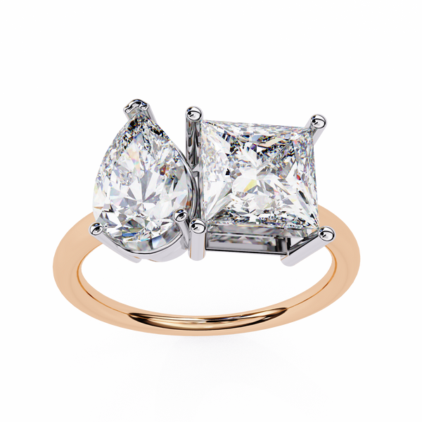 Pear-Princess Diamond Duet Ring