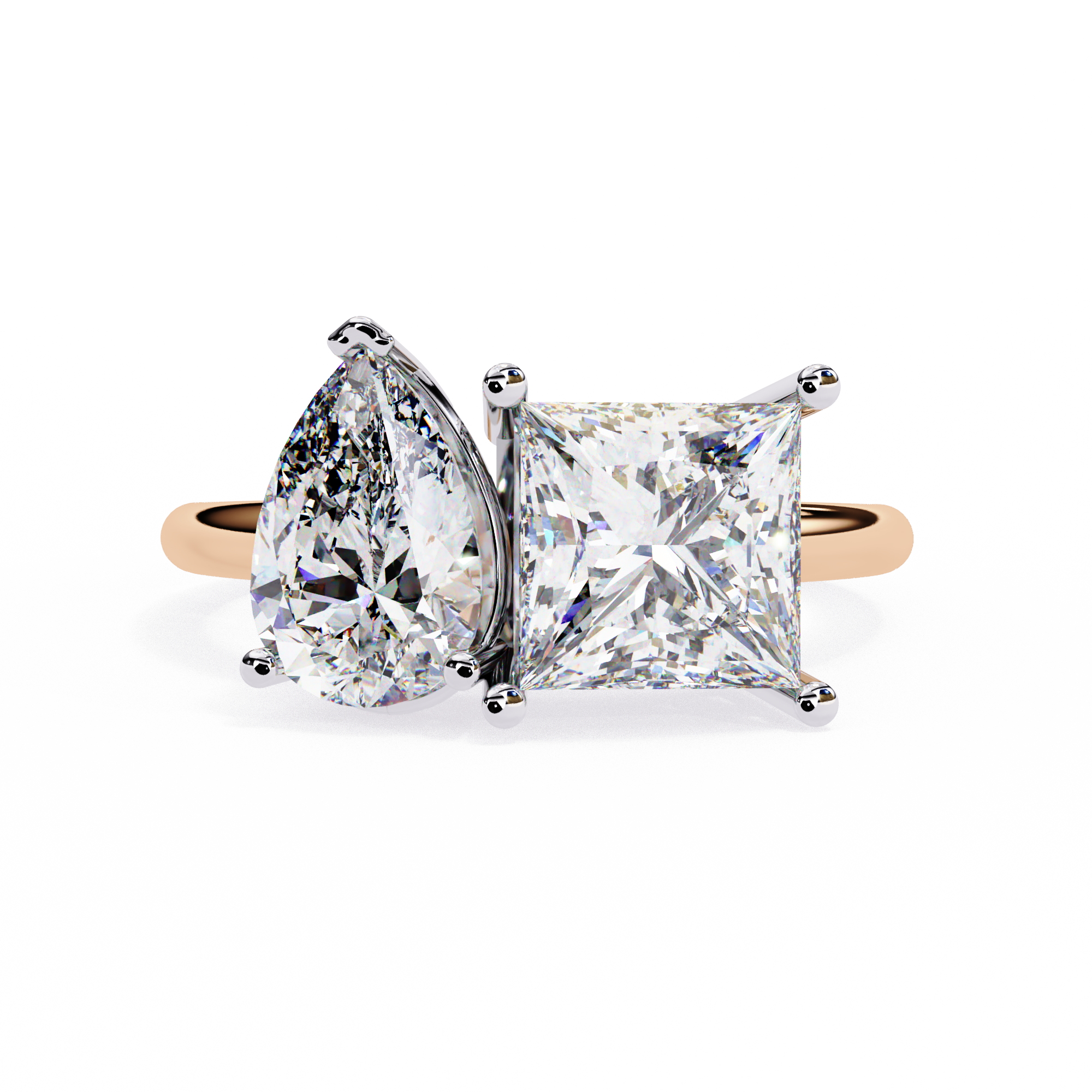Pear and Princess Toi et Moi Diamond Ring