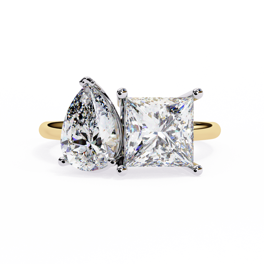 Pear and Princess Toi et Moi Diamond Ring