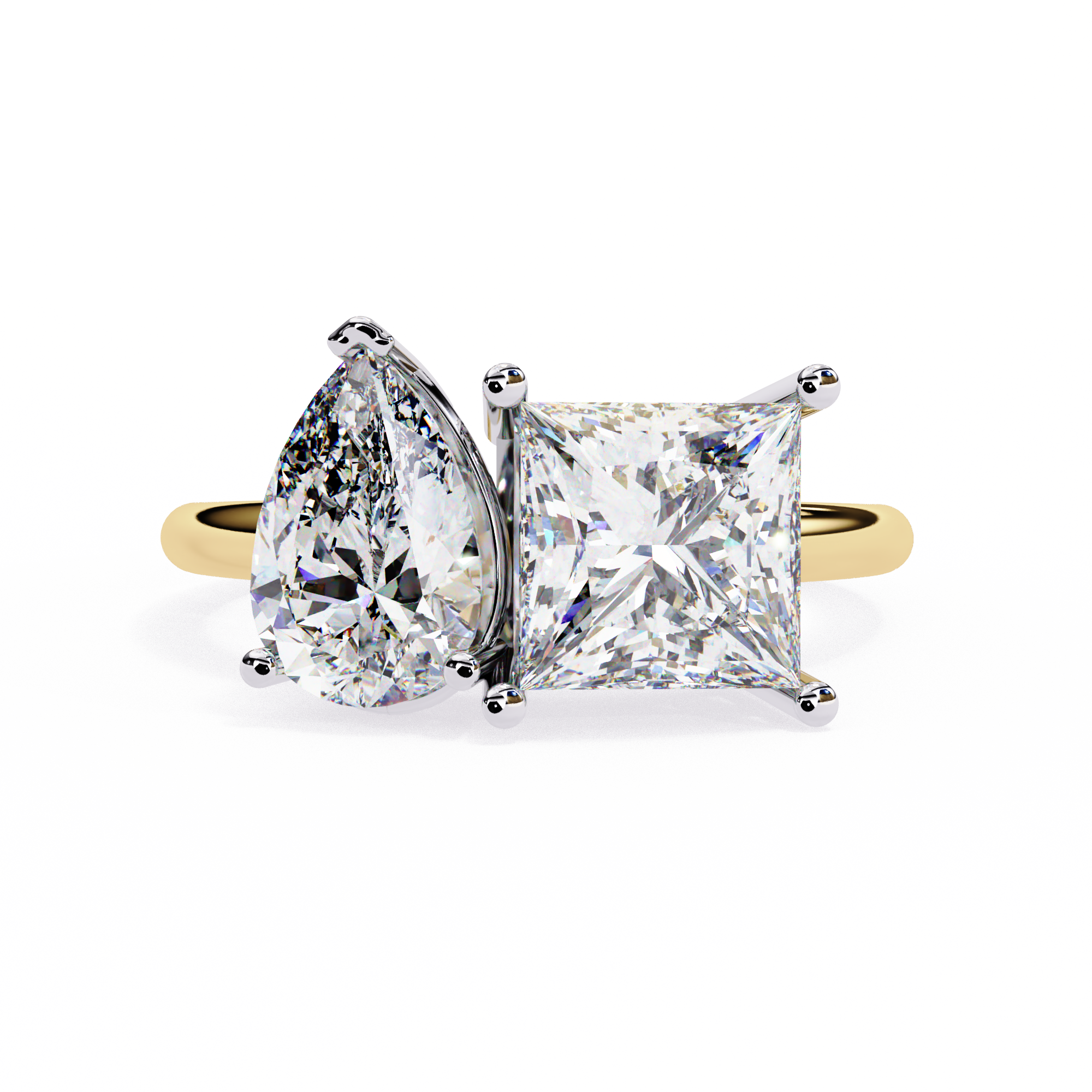 Pear and Princess Toi et Moi Diamond Ring