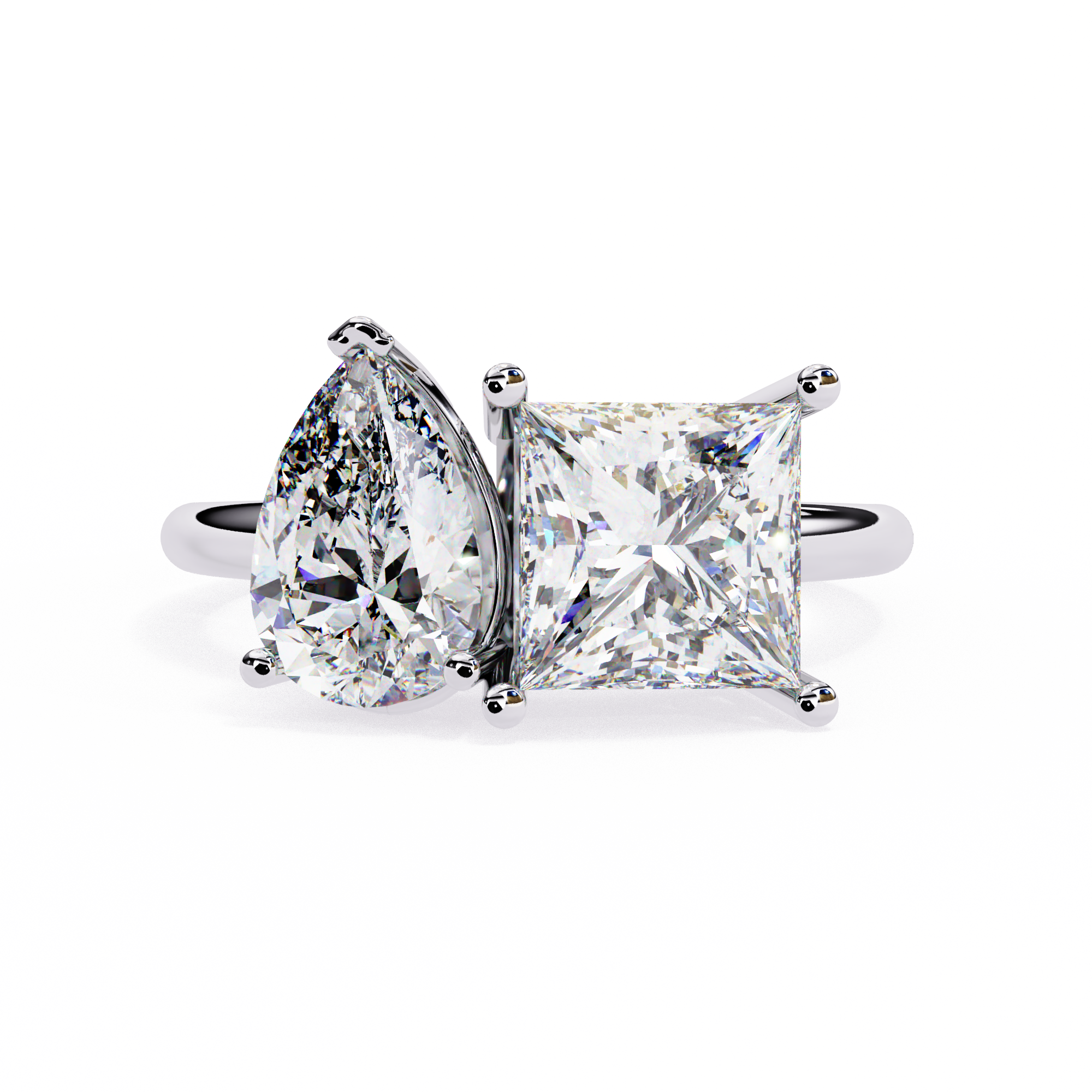 Pear and Princess Toi et Moi Diamond Ring