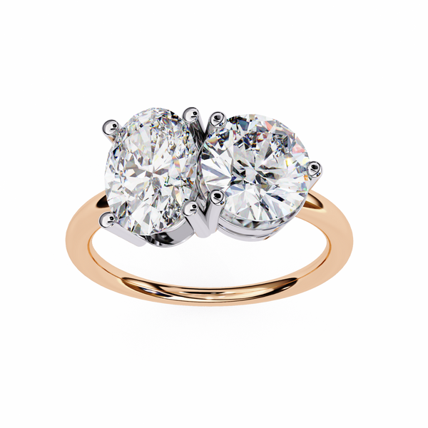 Oval & Round Solitaire Two Stone Ring