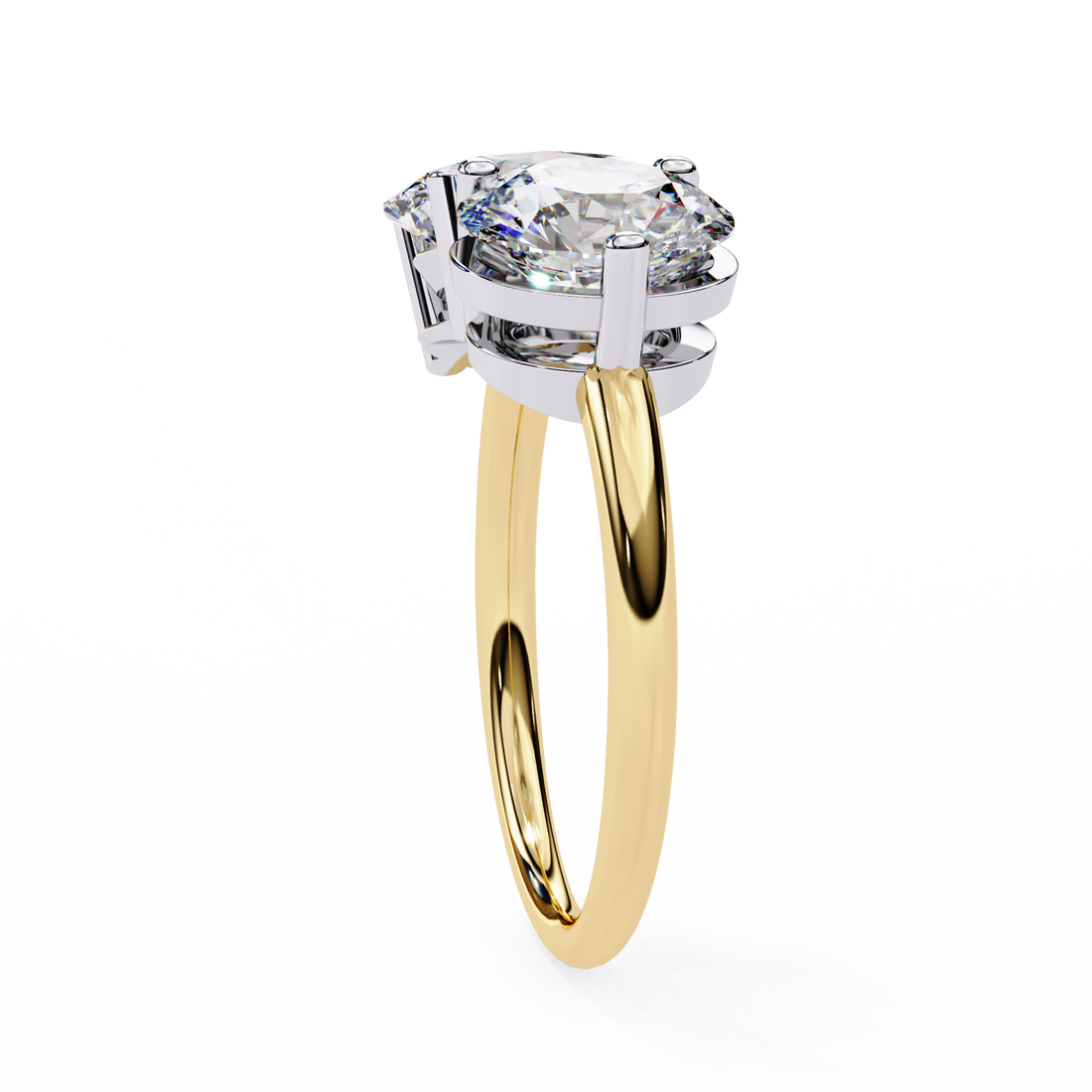 Oval & Round Solitaire Two Stone Ring