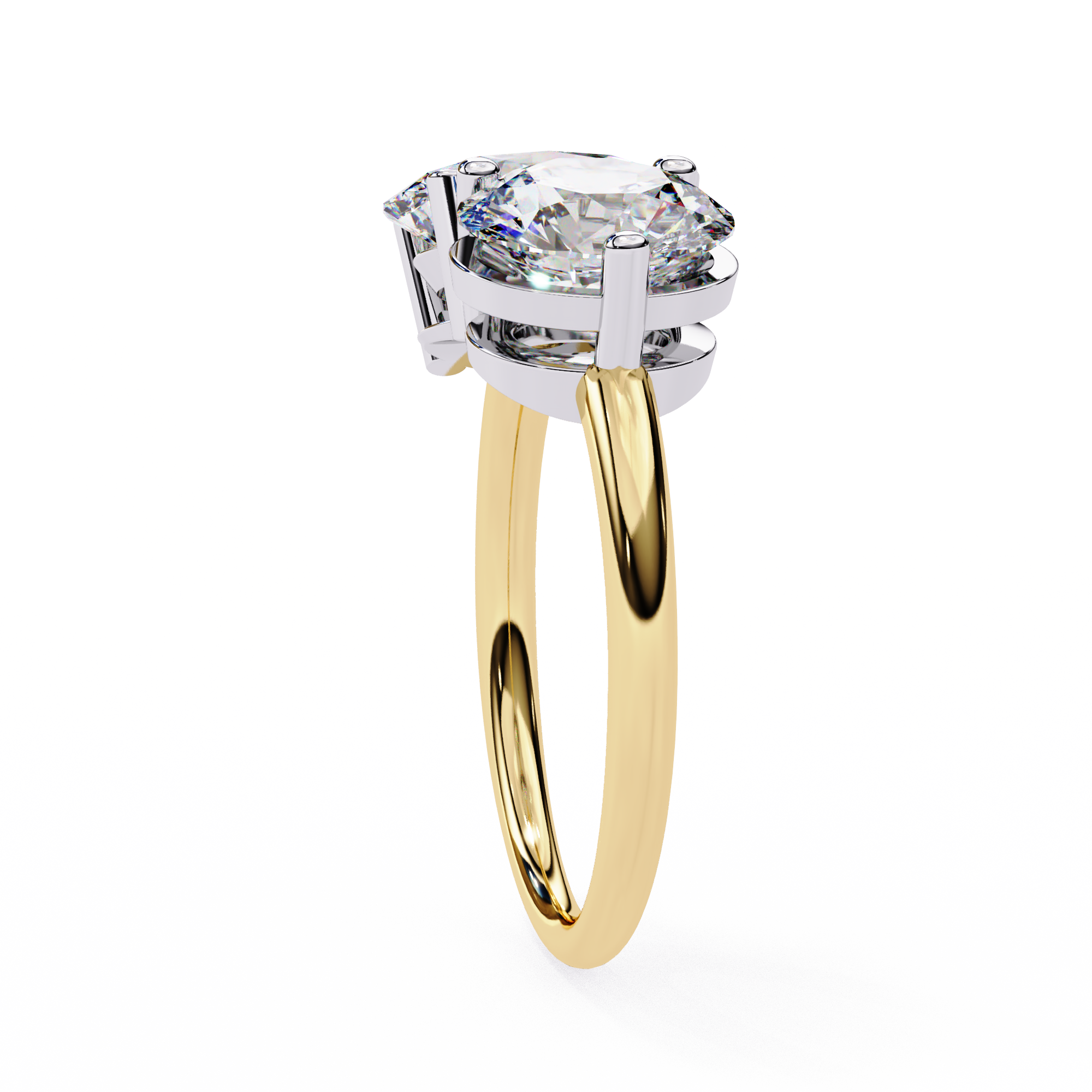 Oval & Round Solitaire Two Stone Ring