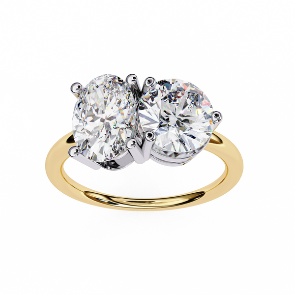 Oval & Round Solitaire Two Stone Ring