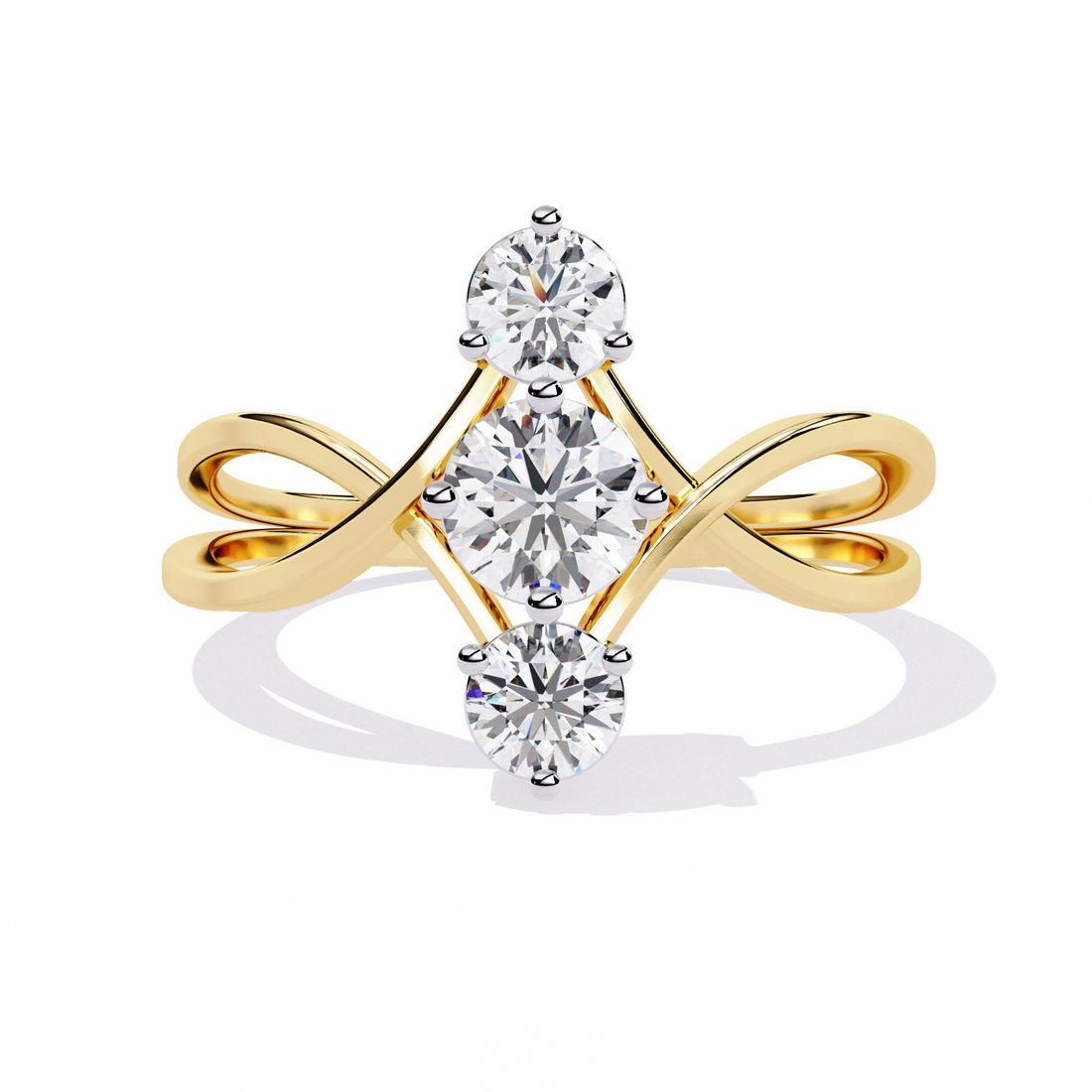 Golden Embrace Three-Stone Ring