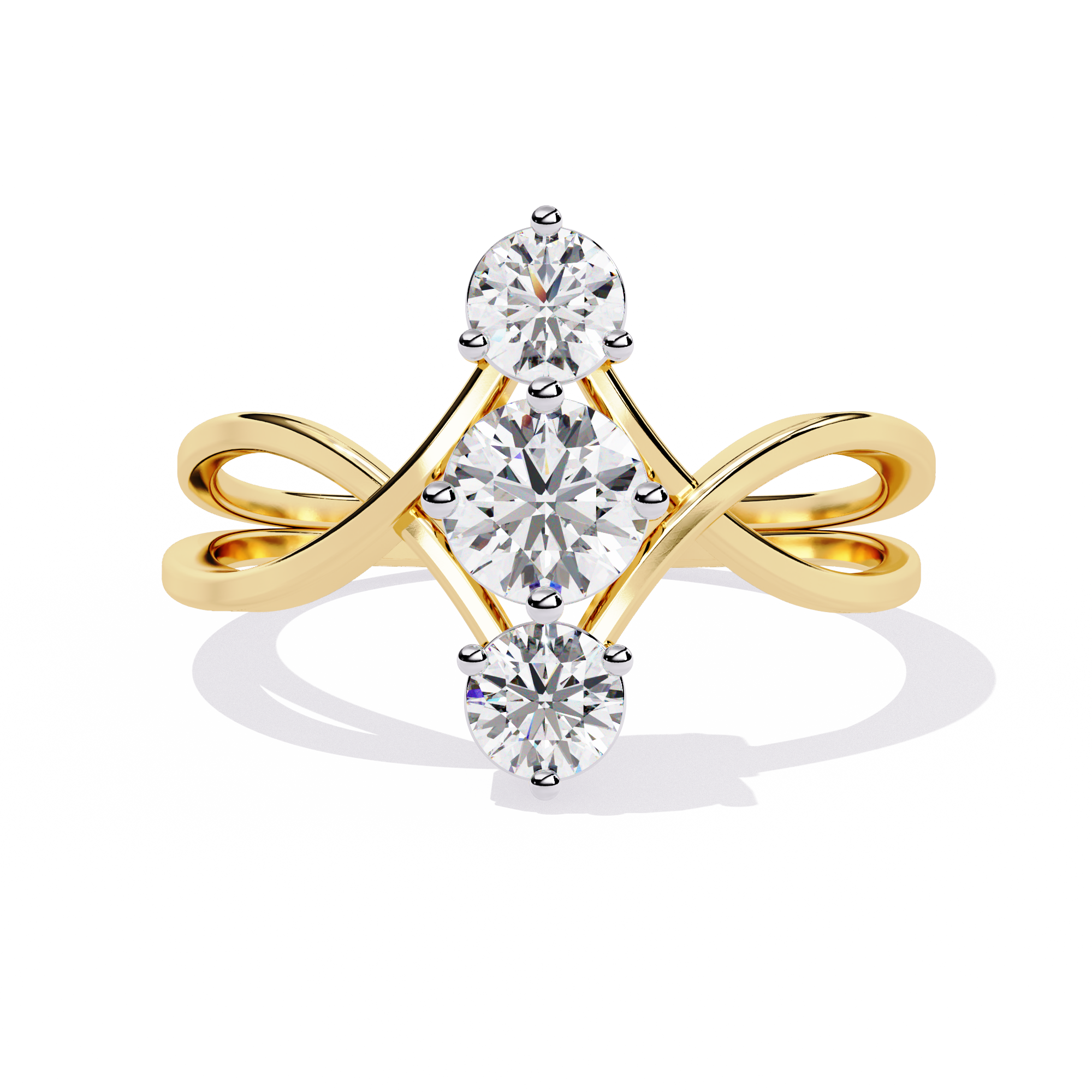 Golden Embrace Three-Stone Ring