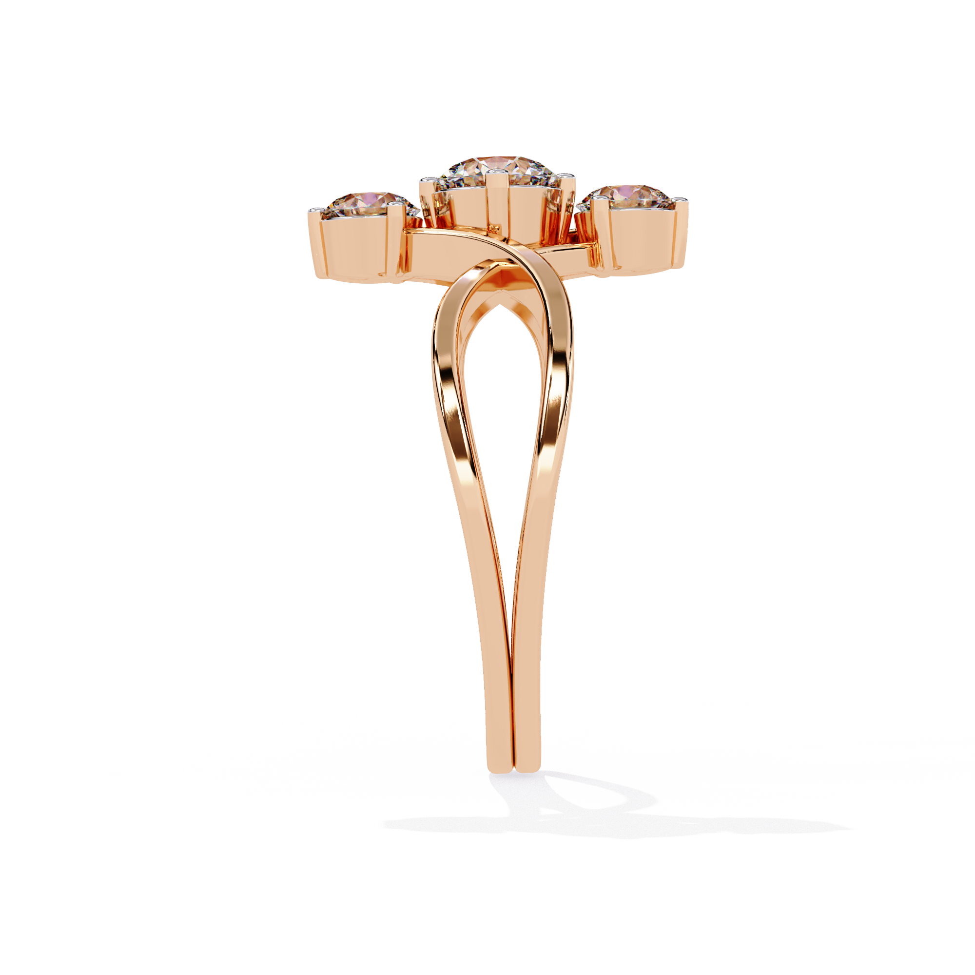 Golden Embrace Three-Stone Ring