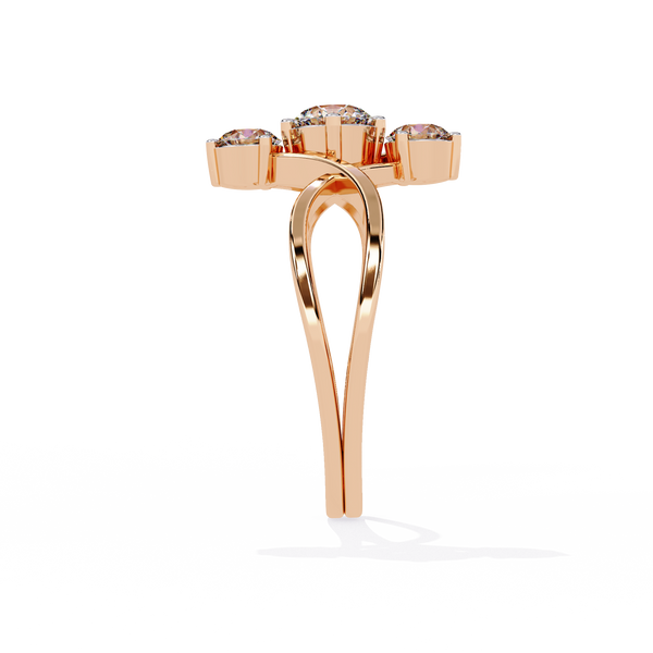 Golden Embrace Three-Stone Ring