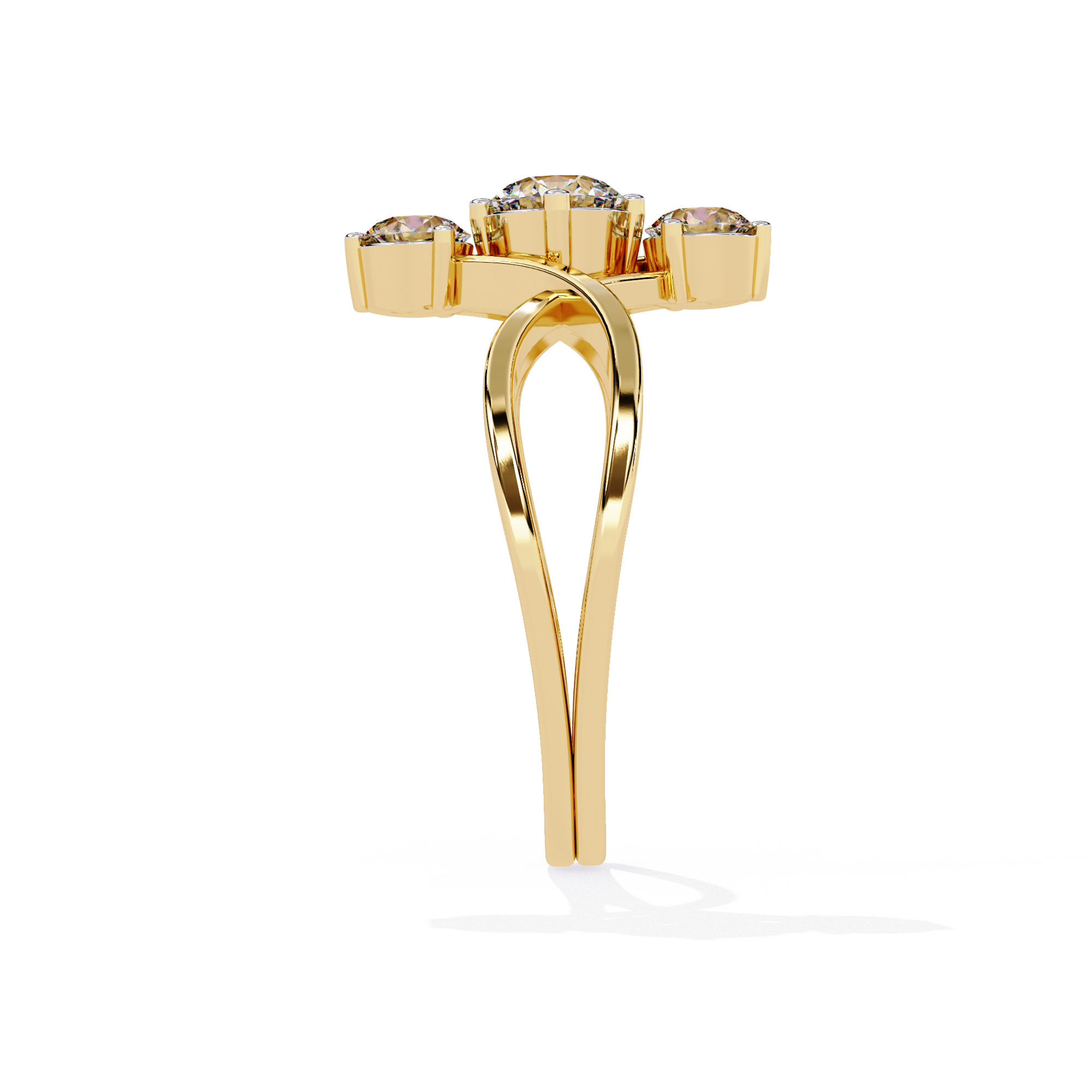 Golden Embrace Three-Stone Ring